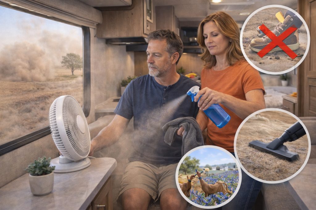 Dusty Kansas days inside the RV