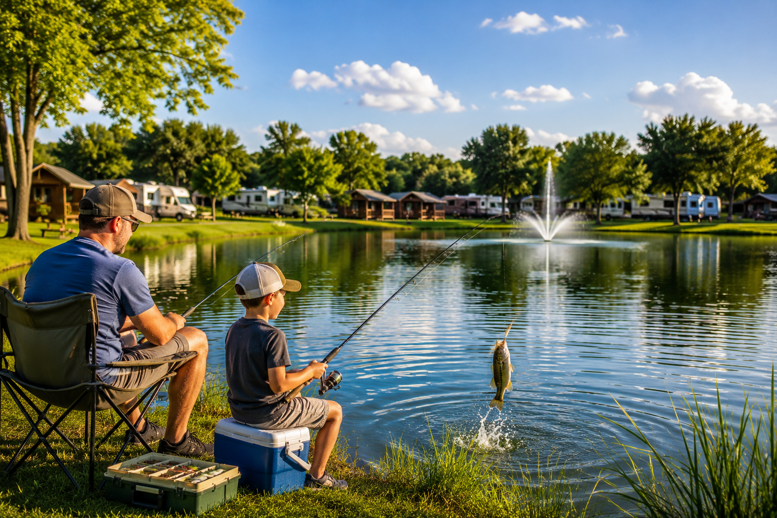 spring lake fishing july in Wichita
