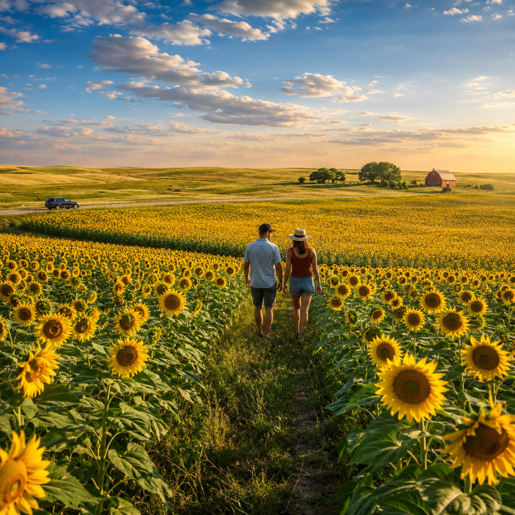 Wichita Kansas sunflower fields August